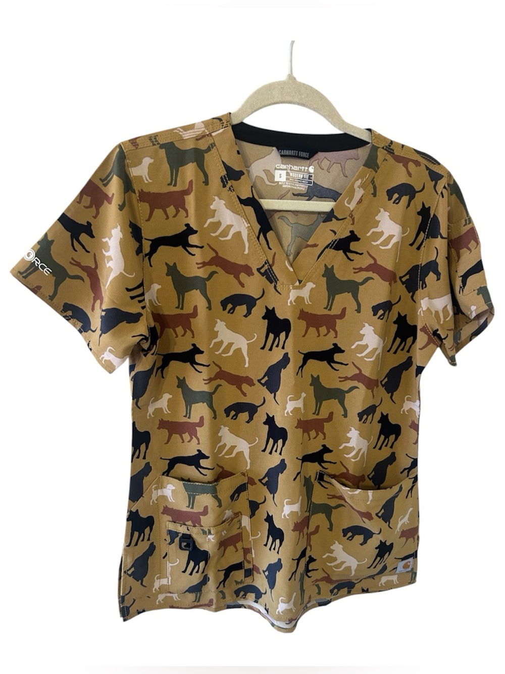 Carhartt Force Scrub Top with Dog Pattern
